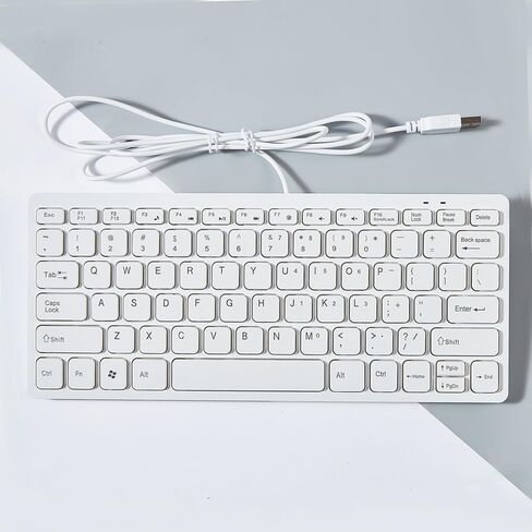 Mini 78 Keys Wired USB Keyboard - Compact & Silent Design for Laptops & Desktops (White) in Kuwait
