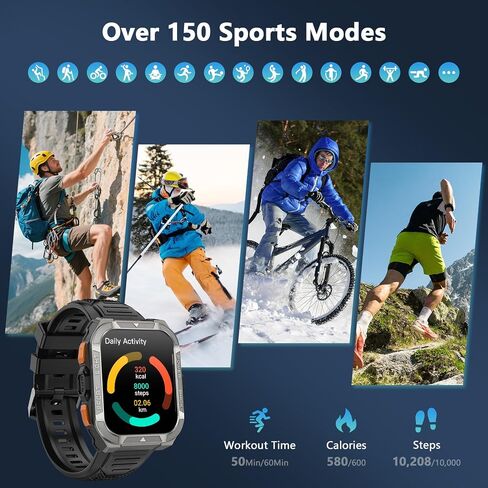 Blackview GPS Smart Watch for Men with ChatGPT, AI Translator, Compass & Flashlight/100-Day Battery/Bluetooth Calling/Health Monitor/100+ Sports,Fitness Tracker for iPhone/Android Phones in Kuwait