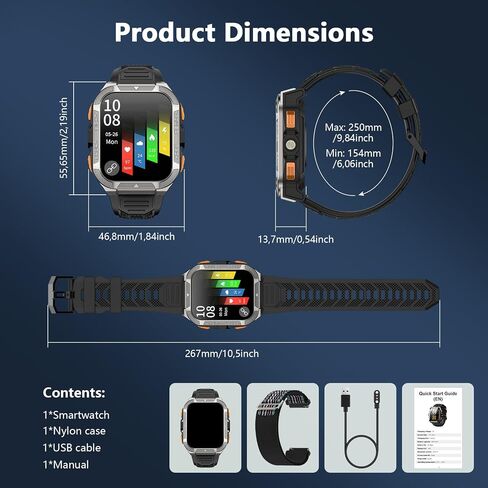 Blackview GPS Smart Watch for Men with ChatGPT, AI Translator, Compass & Flashlight/100-Day Battery/Bluetooth Calling/Health Monitor/100+ Sports,Fitness Tracker for iPhone/Android Phones in Kuwait