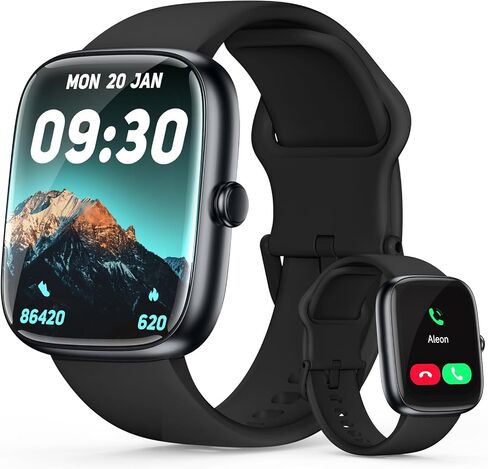 Smart Watch for Women Men, 1.83" HD Fitness Tracker (Answer/Make Call) with 24/7 Heart Rate/Sleep/SpO2 Monitor, IP68 Waterproof, 100+ Sport Modes Smartwatch for iPhone/Samsung/Android (Black) in Kuwait