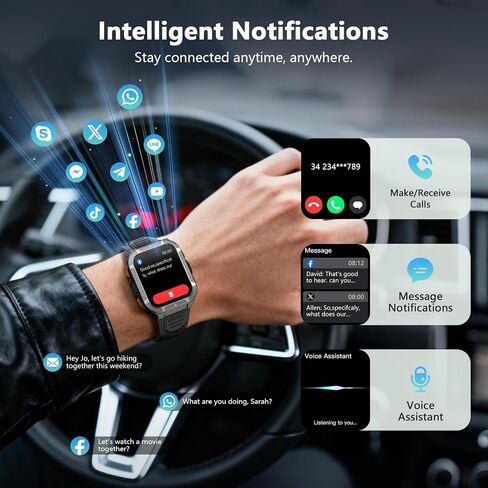 Blackview GPS Smart Watch for Men with ChatGPT, AI Translator, Compass & Flashlight/100-Day Battery/Bluetooth Calling/Health Monitor/100+ Sports,Fitness Tracker for iPhone/Android Phones in Kuwait