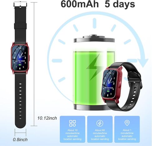 Fall Detection Smart Watch for Seniors with GPS Tracking, SOS Alert & HD Video Call, Waterproof Fitness Tracker for Dementia/Alzheimer’s, 4G Safety (Red) in Kuwait