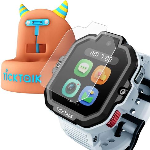 TickTalk 5 Cellular Kids Smart Watch (AT&T's Network) with GPS Tracker & Video Calling, Power Base and Tempered Glass Screen Protectors (2 per Pack) Bundle - Smart Watch for Kids with Parent Apps in Kuwait