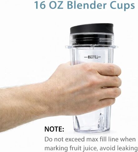 16oz Blender Cup Set Compatible with Ninja Replacement Parts, Single Serve Blender Cups+Sip & Seal lids for QB3001SS Fit Compact Personal QB3000 BL660 BL740 BL770 BL780 BL810 in Kuwait