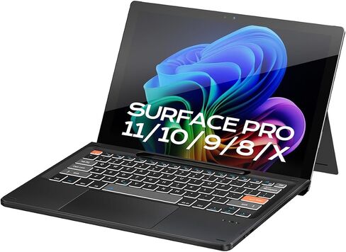 Doohoeek Surface Pro 11/10/9/8/X 13 Inch Keyboard, Bluetooth Keyboard with Touch Pad & Pen Slot & Lighting Keys Compatible with Surface Pro Copilot+ 13", Ultra-Slim Keypad for Windows 11, Black in Kuwait