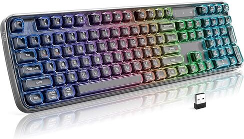 Clear Wireless Keyboard, Tri-Mode Bluetooth/2.4G Rechargeable Keyboard with RGB Backlit, Ergonomic Computer Keyboard with Transparent Keycaps for PC Laptop Desktop Home Office in Kuwait