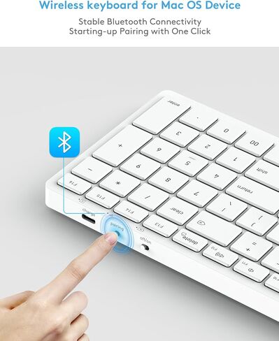 Compact Mac Keyboard with Numeric Keypad, Bluetooth Wireless Keyboard for iMac/MacBook/Mac mini,Apple-Style Layout for MacOS, Quiet Comfortable Typing, USB-C Rechargeable, Ergonomic Kickstand in Kuwait