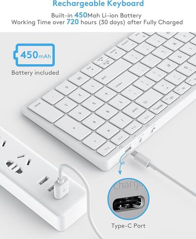 Compact Mac Keyboard with Numeric Keypad, Bluetooth Wireless Keyboard for iMac/MacBook/Mac mini,Apple-Style Layout for MacOS, Quiet Comfortable Typing, USB-C Rechargeable, Ergonomic Kickstand in Kuwait