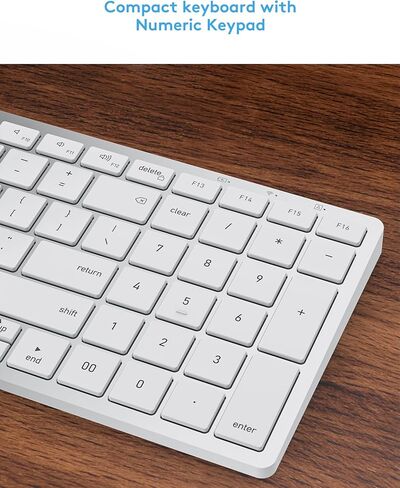 Compact Mac Keyboard with Numeric Keypad, Bluetooth Wireless Keyboard for iMac/MacBook/Mac mini,Apple-Style Layout for MacOS, Quiet Comfortable Typing, USB-C Rechargeable, Ergonomic Kickstand in Kuwait