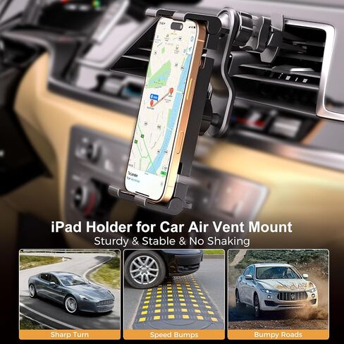 PLDHPRO iPad Holder for Car CD Slot, Adjustable Tablet Mount Air Vent Stand Compatible with 5.5'' -14.6'' Phone, iPad mini/Air/Pro, Galaxy Tab, Z Fold, Vehicle GPS Navigation Accessories in Kuwait