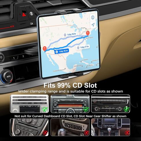 PLDHPRO iPad Holder for Car CD Slot, Adjustable Tablet Mount Air Vent Stand Compatible with 5.5'' -14.6'' Phone, iPad mini/Air/Pro, Galaxy Tab, Z Fold, Vehicle GPS Navigation Accessories in Kuwait