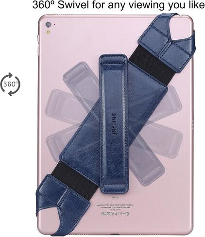 Joylink Hand Strap Holder Updated Version with Secure and 360°Swivel Leather Handle Grip Elastic Belt for All 10.1" Tablets (iPad Air Pro Samsung Nexus), Navy Blue in Kuwait
