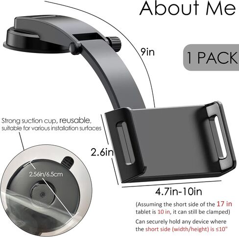 iPad Holder for Car, Dashboard Tablet Mount, Black in Kuwait