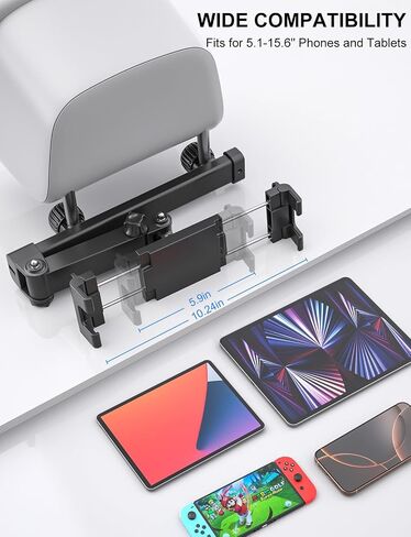 PLDHPRO Tablet Holder for Car Headrest, Backseat iPad Mount with Foldable Extension Arm, Road Trip Accessories for Kids, Fits 5.5-14.6" Tablets & Phones, iPad Pro Air Mini, Galaxy Tab, Fire HD in Kuwait