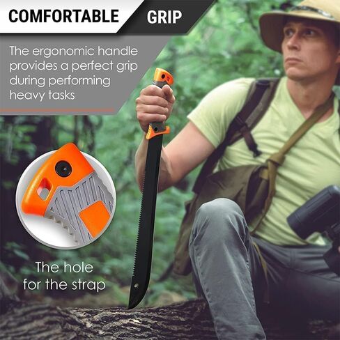 Bundle of 2 Items - 18,5 Inch Serrated Blade Machete with Nylon Sheath - Saw Blade Machetes with Non-Slip Rubber Handle - Best EDC Survival Camping Hiking Military Tool Sharp Belt Boot Knives - Gifts in Kuwait
