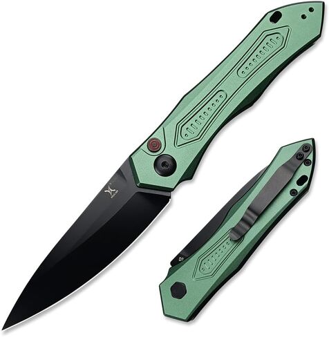 HUAAO Outdoor Folding Pocket Knives,Green Aluminum Handles with Reversible Clip,Everyday Carry Knife Christmas Gift for Men Women in Kuwait