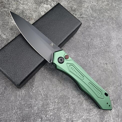 HUAAO Outdoor Folding Pocket Knives,Green Aluminum Handles with Reversible Clip,Everyday Carry Knife Christmas Gift for Men Women in Kuwait