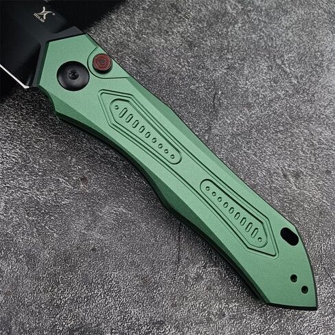 HUAAO Outdoor Folding Pocket Knives,Green Aluminum Handles with Reversible Clip,Everyday Carry Knife Christmas Gift for Men Women in Kuwait