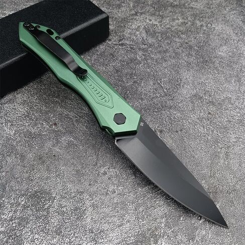 HUAAO Outdoor Folding Pocket Knives,Green Aluminum Handles with Reversible Clip,Everyday Carry Knife Christmas Gift for Men Women in Kuwait