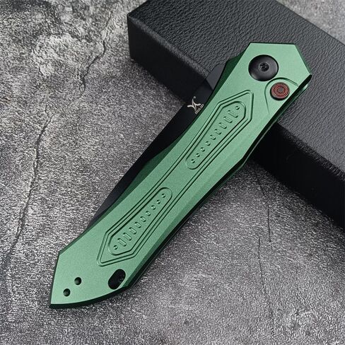 HUAAO Outdoor Folding Pocket Knives,Green Aluminum Handles with Reversible Clip,Everyday Carry Knife Christmas Gift for Men Women in Kuwait