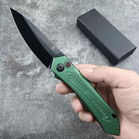 HUAAO Outdoor Folding Pocket Knives,Green Aluminum Handles with Reversible Clip,Everyday Carry Knife Christmas Gift for Men Women in Kuwait