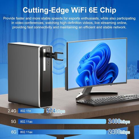 NEWFAST AXE5400 USB WiFi 6 Adapter for Desktop PC NF-U353, Tri-Band Wireless Network Adapter for Desktop, 6GHz/5GHz/2.4GHz Wireless Network Transceiver USB WiFi Dongle for Windows 11/10 in Kuwait