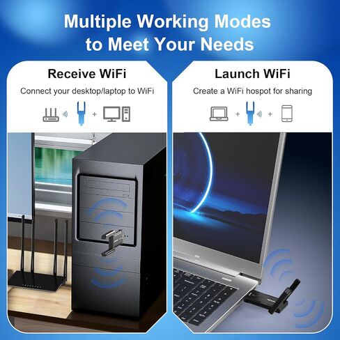 NEWFAST AXE5400 USB WiFi 6 Adapter for Desktop PC NF-U353, Tri-Band Wireless Network Adapter for Desktop, 6GHz/5GHz/2.4GHz Wireless Network Transceiver USB WiFi Dongle for Windows 11/10 in Kuwait