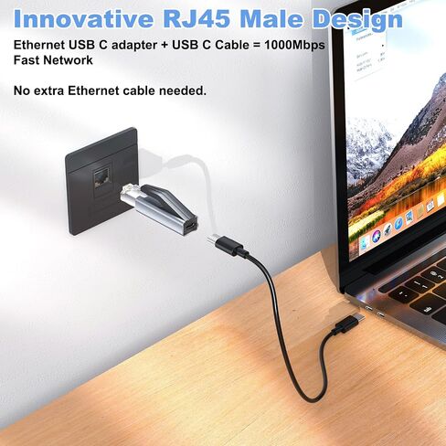 Ethernet to USB C Adapter 1pc,RJ45 Male to USB-C Ethernet Adapter in Kuwait
