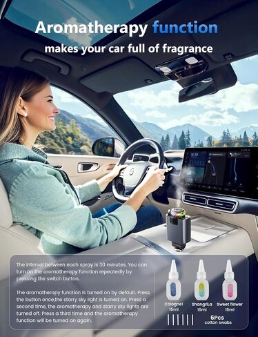Starlight Retractable Car Charger with Car Aromatherapy Essential Oil Diffuser, Starlight in Car Roof 5 in 1 Fast, 2 Retractable Cables and USB C Car Charger Adapter,Compatible with iPhone 17 12 in Kuwait