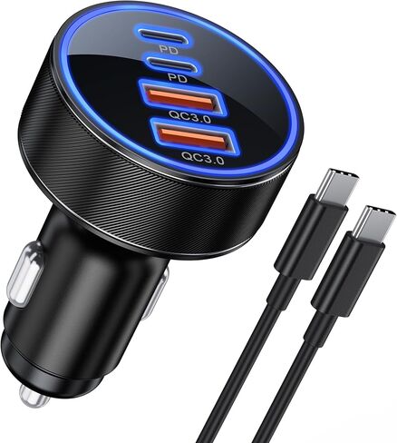 90W 4-Port Car Charger Super Fast Type C Charging Cigarette Lighter Adapter in Kuwait