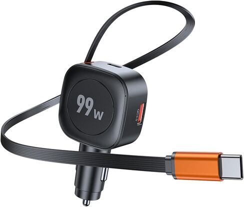 FMIIFMS Retractable Car Charger, 99W USB C Car Charger Adapter, 3-in-1 Multi Port Fast Charging Car Accessories Compatible with iPhone 17/16/15 Series in Kuwait