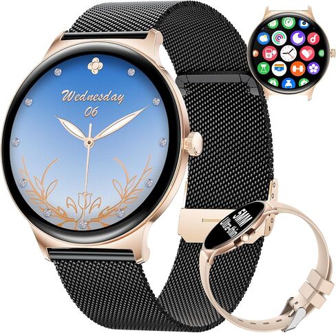 Smart Watches for Women, 1.43" HD Display, Fitness Tracker with Bluetooth Call, Heart Rate, Sleep Monitoring, IP68 Waterproof, 120+ Sport Modes, for iOS/Android, Rose Gold in Kuwait