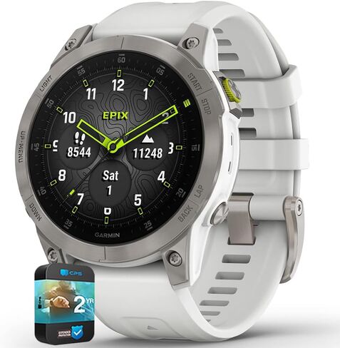 Garmin 010-N2582-20 Epix Gen 2 Premium Active Smartwatch 47 mm White Titanium (Renewed) Bundle with 2 YR CPS Enhanced Protection Pack in Kuwait