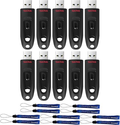 SanDisk 10 Pack Ultra 256GB USB-A Flash Drive SDCZ48-256G-U46 - Bundle with (10) Everything But Stromboli Lanyards in Kuwait