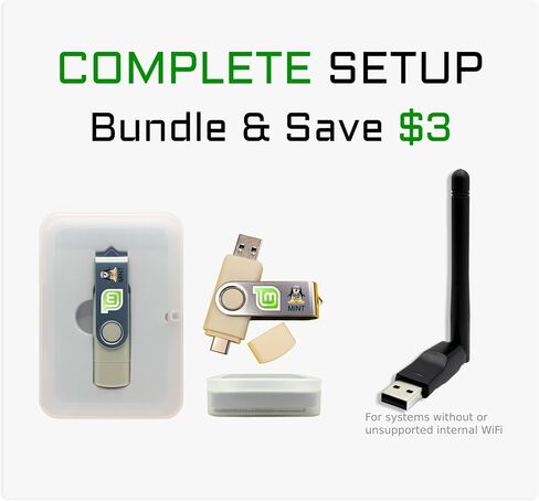 Linux Mint USB + WiFi Adapter Kit for Install or Live Use Bundle in Kuwait