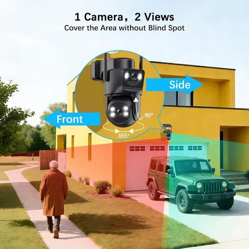 4K Solar Security Cameras Wireless Outdoor with Dual Lens, 4 Cam Kit, No Subscription Fee, Home Security System with Color Night Vision, Auto Tracking, Motion Detection in Kuwait