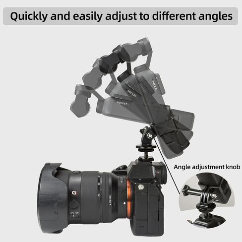 محول تركيب الحذاء البارد لجيب DJI Osmo 3/4، متوافق مع محول توسيع DJI Pocket 3/4/Xtra Muse، دعامة تثبيت علوية بزاوية قابلة للتعديل لحامل الحذاء الساخن DSLR in Kuwait