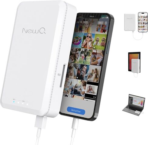 NEWQ 1TB External Hard Drive for iPhone, iPad, MacBook - USB 3.0, 2.0, 2.0 3.0 - Compatible with iOS & Android, Store Photos, Videos, Music, Documents in Kuwait