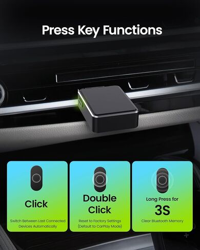 Kello Wireless CarPlay Adapter for Apple Carplay& Android Auto,Convert Wired to Wireless with One Click Multi Device Switch, Fast Auto Connection, Support iOS 10+/Android 11+, OTA Upgrade in Kuwait
