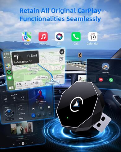 Wireless CarPlay Adapter for iPhone,Mini USB Design,2026 Upgrade with Built-in Wired for Apple CarPlay Plug and Play Fast Stable Connection Car Play for iPhone & Android (ZS01) in Kuwait