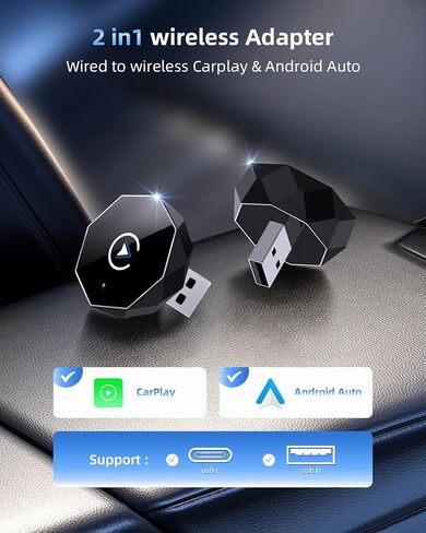 Wireless CarPlay Adapter for iPhone,Mini USB Design,2026 Upgrade with Built-in Wired for Apple CarPlay Plug and Play Fast Stable Connection Car Play for iPhone & Android (ZS01) in Kuwait