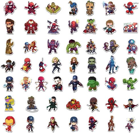 200PCS Cartoon Character Superhero Stickers for Kids Waterproof Vinyl Superhero Stickers Bulk for Water Bottles Skateboard Luggage Laptop Bumper Boys Teens Adults in Kuwait