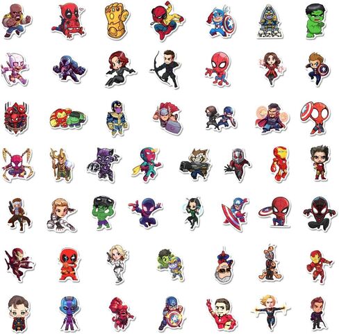 200PCS Cartoon Character Superhero Stickers for Kids Waterproof Vinyl Superhero Stickers Bulk for Water Bottles Skateboard Luggage Laptop Bumper Boys Teens Adults in Kuwait