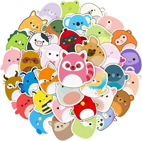 50Pcs Cute Cartoon Stickers, Animal Waterproof Vinyl Stickers for Guitar Bike Skateboard Luggage Phone Aesthetic Decals Gift for Kids Teen Birthday Party in Kuwait