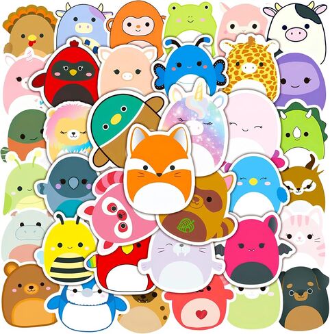 50Pcs Cute Cartoon Stickers, Animal Waterproof Vinyl Stickers for Guitar Bike Skateboard Luggage Phone Aesthetic Decals Gift for Kids Teen Birthday Party in Kuwait