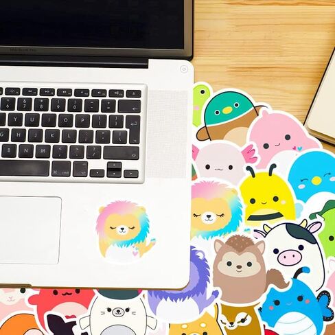 50Pcs Cute Cartoon Stickers, Animal Waterproof Vinyl Stickers for Guitar Bike Skateboard Luggage Phone Aesthetic Decals Gift for Kids Teen Birthday Party in Kuwait