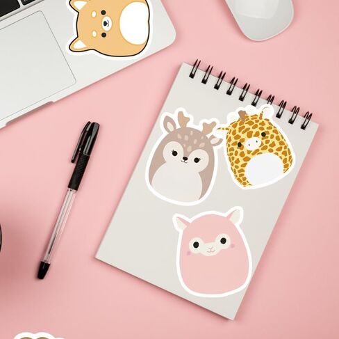 50Pcs Cute Cartoon Stickers, Animal Waterproof Vinyl Stickers for Guitar Bike Skateboard Luggage Phone Aesthetic Decals Gift for Kids Teen Birthday Party in Kuwait