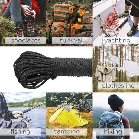 Bundle of 2 Items – Paracord Type III 550 Black 100 ft & Paracord Type IV 750 lb Army Green 100 ft – 4mm – Tactical Rope MIL-SPEC – Camping Hiking Fishing Gear and Equipment – Strong Survival Rope in Kuwait