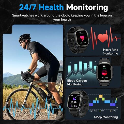 Smart Watch for Men Fitness Tracker: Make Answer Call Military Smart Watches for Men Digital Watches Waterproof Running Step Smartwatch Android Phones iPhone Samsung Compatible SpO2 Heart Rate Monitor in Saudi Arabia