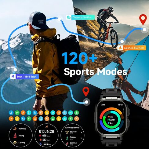 Smart Watch for Men Fitness Tracker: Make Answer Call Military Smart Watches for Men Digital Watches Waterproof Running Step Smartwatch Android Phones iPhone Samsung Compatible SpO2 Heart Rate Monitor in Saudi Arabia
